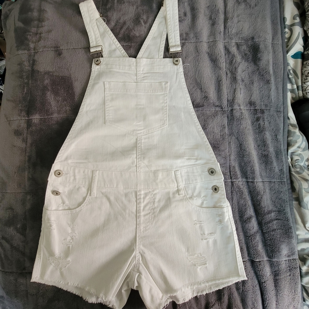 Arizona Jean White Low Rise Overall Shorts Size S